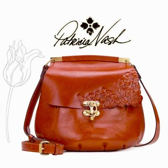 Patricia Nash Handbags - Patricia Nash Cinnamon Hand Cut Tooled Collection Veneto Floral Crossbod…